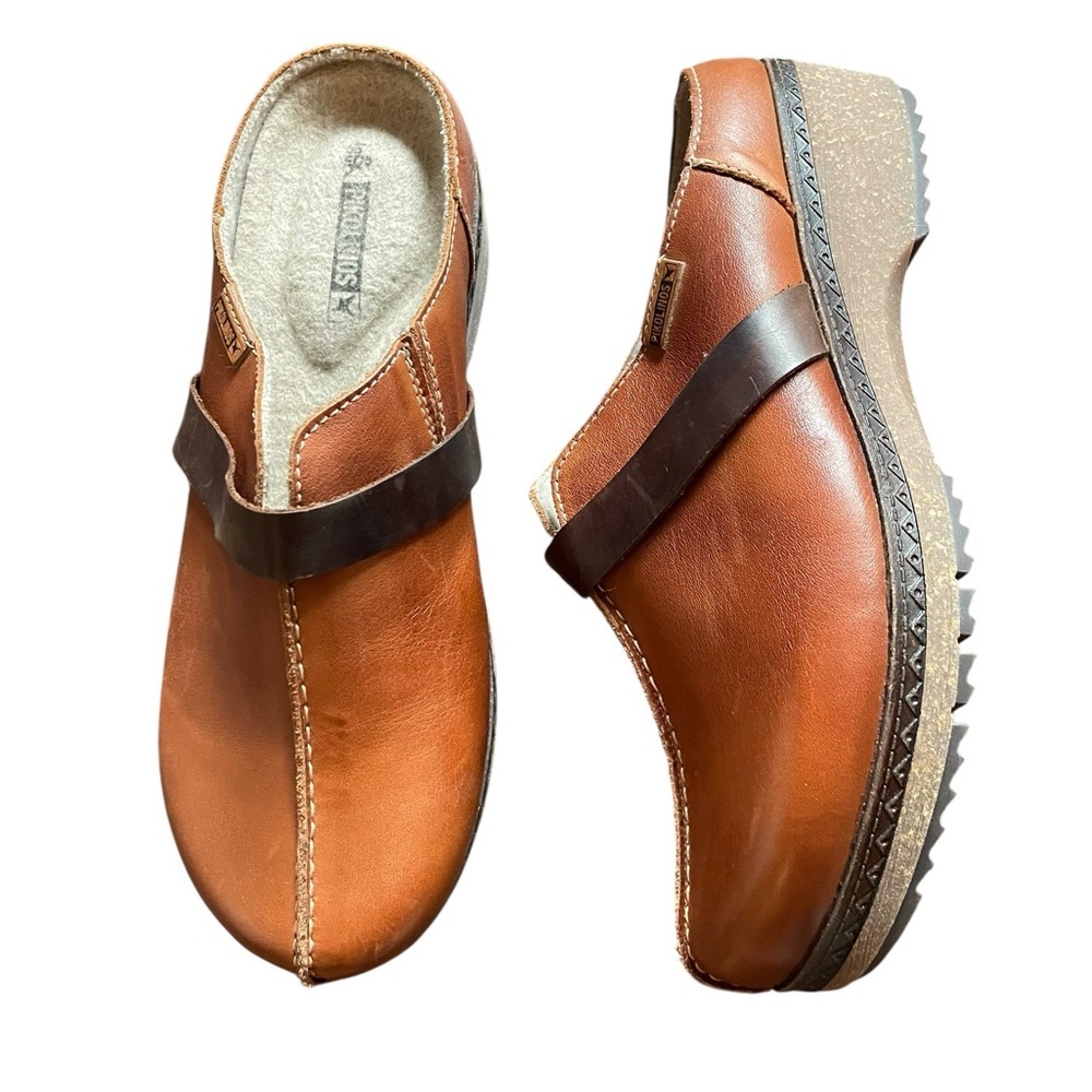 Pikolinos Women’s Granada Leather Clogs Brandy 38 US 7.5-8 Comfort Walking Brown - Picture 6 of 16